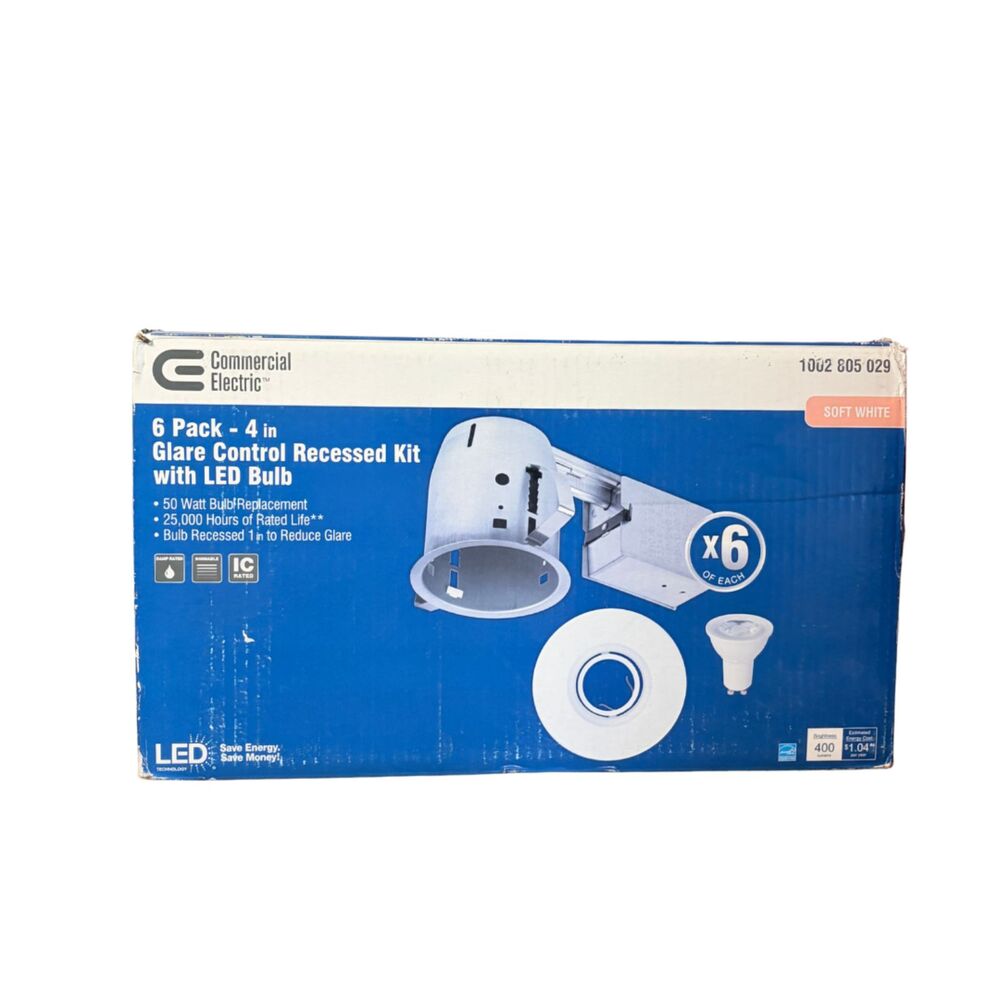Commercial Electric 4 in LED Glare Control Recessed Lighting Kit 6 Pack 91240